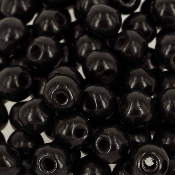 Lot de 100 perles rondes en bois de 12 mm Noir de jais Craft Jewellery Craft Beads W64