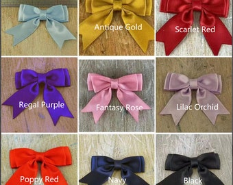 Pack of 10, Small Ready Made 2", Satin Ribbon Double Bows , ideal for hair slides, socks, headbands, sewing- 9 Colours on this listing