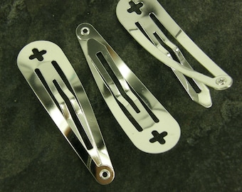 Silver Teardrop Snap Hair Clips with Hole - 10 Pack