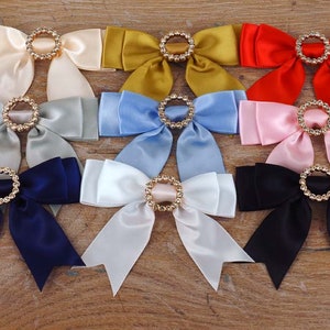Ribbon Double Bows, Ornate Satin with a Diamante Buckle, One bow supplied per colour, 9 Colours to choose from