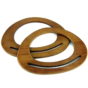 Asas de bolso de madera ovaladas: par grande de madera de caucho oscura