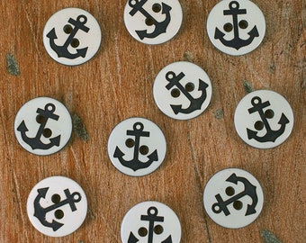 10 supplied x Anchor Blue Buttons - 12.5mm - Baby or Kids Craft Cards Knitting and Sewing , Nautical buttons , B101