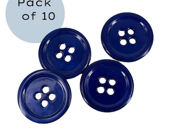 Navy blue mother of pearl buttons: 4-hole sewing, knitting (packs of 10)