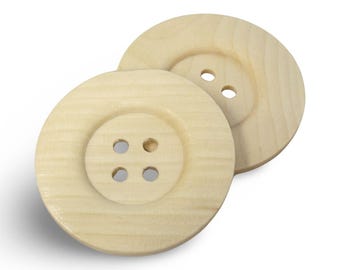 Giant cream wooden buttons: 6cm, 4-hole (pack of 4 buttons)