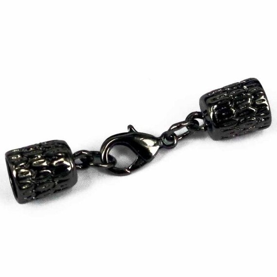 Charcoal Grey Plated Kumihimo Thread End TIP Caps Lobster Clip