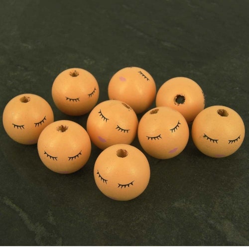 Tête de poupée d'ange endormie en bois, 27 mm visages, lot de 10. W10