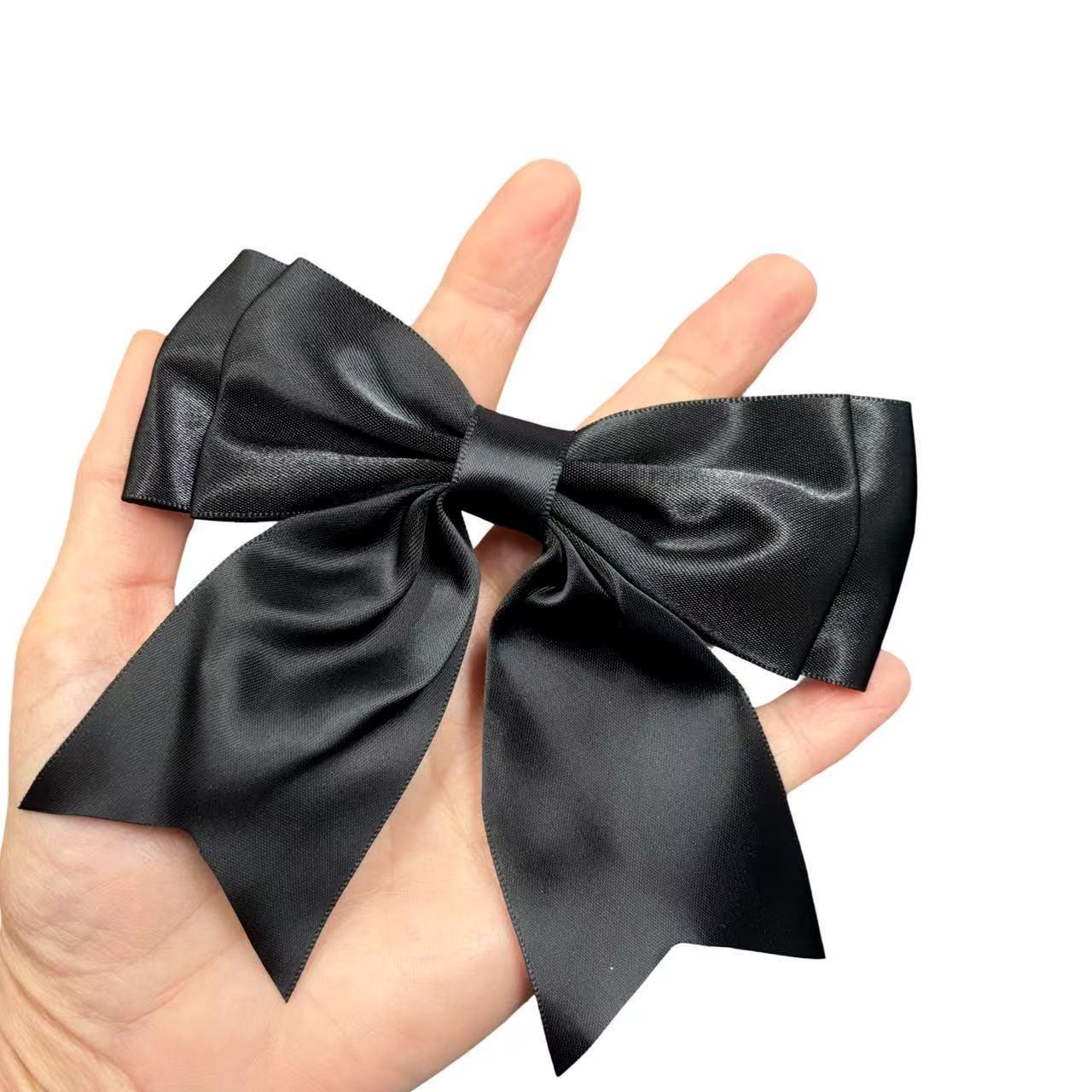 ? black satin eyelet trim bow set Amazon.com: Pre-Tied Black Satin Bows - 4 1/2 main image 2