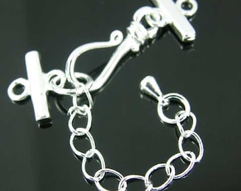 Extender Hook and Eye Clasps Silver Plated, Chain Pk 10 Kk98