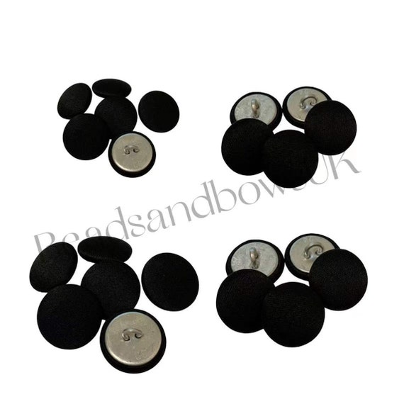 Black Satin Tuxedo Buttons: Formal Wear Shank Backs (15-23mm)