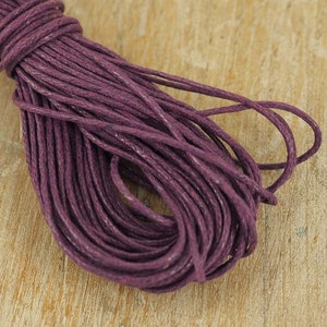 Waxed Cotton Jewellery Cord Thonging Necklace Cord x 10m Length x 1mm thickness, Great Colours to choose from Violet