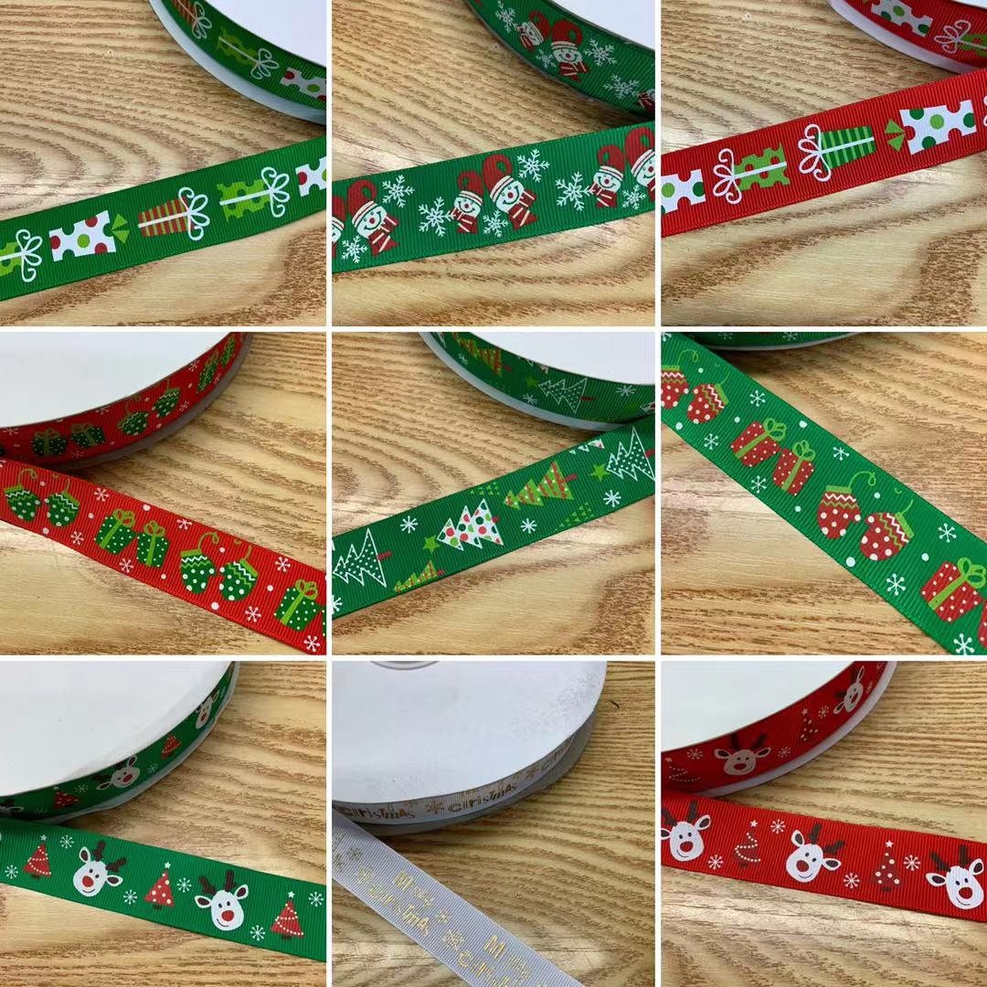2M Christmas Ribbons Printing Letter Ribbon Printing Tape for Gift