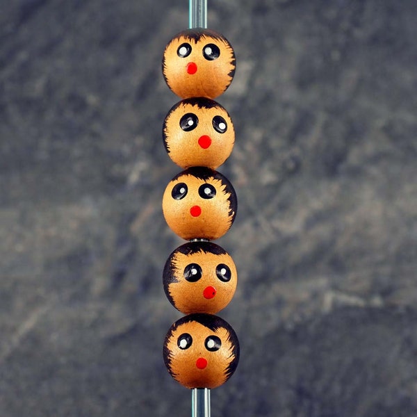 Ethnic Heads Wooden Angel Doll Head Beads, 18 mm Faces 20 Pack. W25