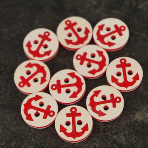 10 x anchor red buttons - 12.5mm - baby/kids craft cards knitting/sewing  b110