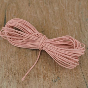Waxed Cotton Jewellery Cord Thonging Necklace Cord x 10m Length x 1mm thickness, Great Colours to choose from Pale Pink