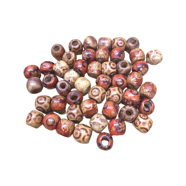 12mm Multi Coloured Painted Barrel Shaped Wooden Beads for Jewellery Making  and many crafts , or Hair braiding DR45