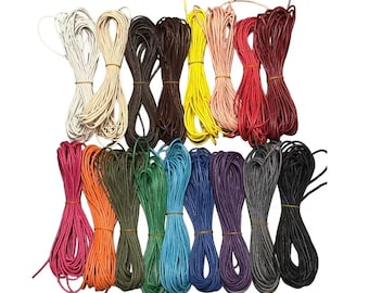 Cordón de algodón encerado para joyería, manualidades, tanga, collar, 10 m de largo (2 mm)