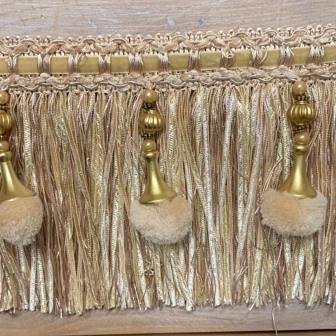 Luxury Exquisite Beaded Tassel Trim Fringe Braid Trimming Pom Etsy UK