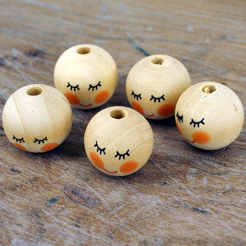 Tête de poupée d'ange endormie en bois, 25 mm visages, lot de 10. W33 SECONDES