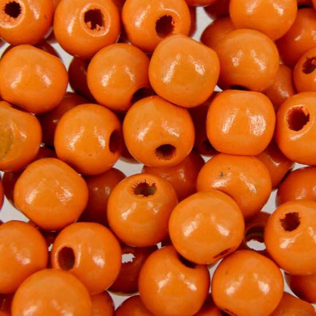 Orange Wooden Round Coloured Craft Jewellery Craft 10mm Beads W200 ...