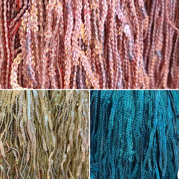 Sequin Tassel Fringe Fringing Trim 18cm Drop 3 Colours, Aqua Pink, Light Gold, Costume decoration, Christmas, Latin Dance Costume