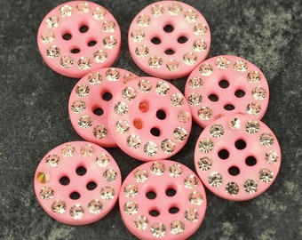 Buttons ,20 x Round 'Pale Pink & Silver' Glitter Sparkle Crafts Dance Costume and knitting supplies