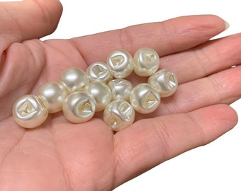 Pack of 10 Concealed fix  Ivory Pearl Round Buttons, Ideal for Baby Wear, Wedding, Prom, Dressmaking, Sewing  Buttons 10mm