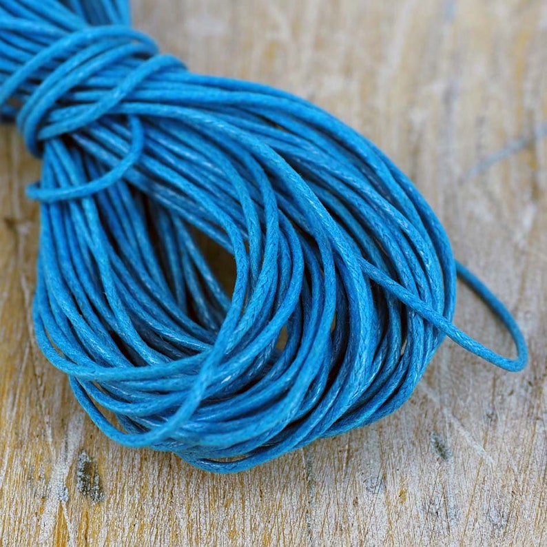 Waxed Cotton Jewellery Cord Thonging Necklace Cord x 10m Length x 1mm thickness, Great Colours to choose from Aqua