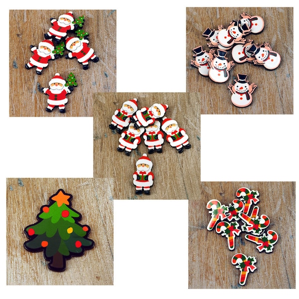 Créations manuelles de cabochons de Noël, décorations pour cupcakes, fabrication de cartes, 5 modèles de décorations à dos plat pour l'artisanat