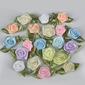 PASTEL MIX Rosebuds Roses Wedding Card Embellishments Rose buds card Craft Sewing 25  50 100 500