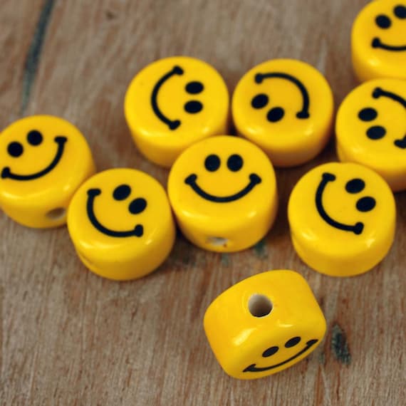Beads Yellow Emoji Smile Faces Hard Clay Polymer Jewellery - Etsy