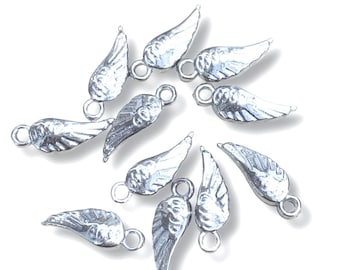 100 pcs of CCB plastic silver angel wings charms 20 mm NP33