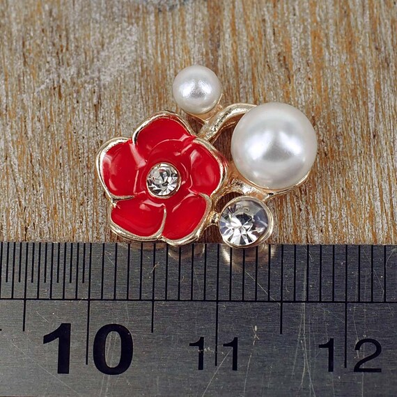 Rhinestone Buttons Faux Pearl Buttons, Flat Back Flower Rhinestone Buttons  Pearl Sew on Clothing Buttons for DIY Crafts Jewelry Phone 50 Pieces