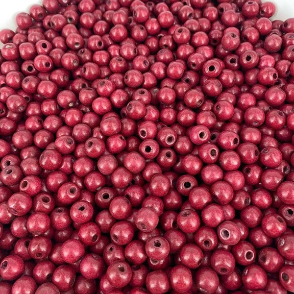 12mm Wooden round Christmas Berry dark Red beads, Craft Jewellery making, wreath making, decorations, x 100 beads Pack,  W202