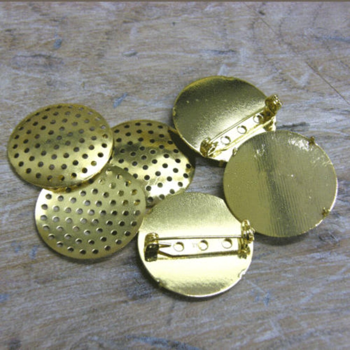 Round Brooch Backs 36mm With Dieve Discs Gold Plated Bar Etsy UK