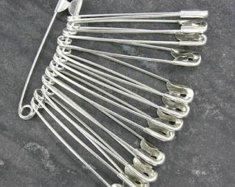 25 x Silver Safety Pins Colour, length 5.5 cm, Metal , Sewing ,  Pack of pins, Ideal for weddings and craft