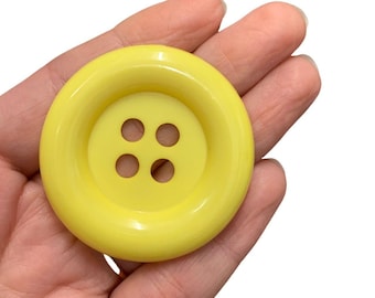 Giant yellow plastic buttons: 50mm coat buttons (4 pcs)