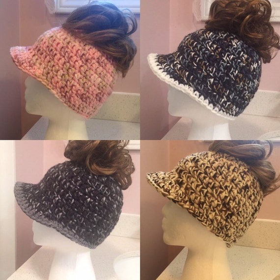 Newsboy Style Messy Bun Peaked Cap This Brimmed Beanie Lets Etsy