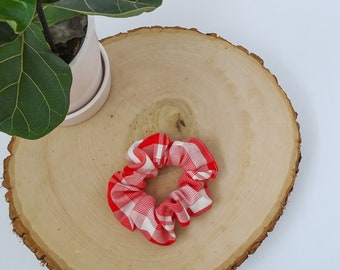 Scrunchie | Valentine's Day | Soft Red and White Plaid | Hair Accessories | Match Your Dog