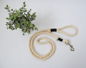 Cotton Rope Leash | Neutral Rope with Black Hemp Finish