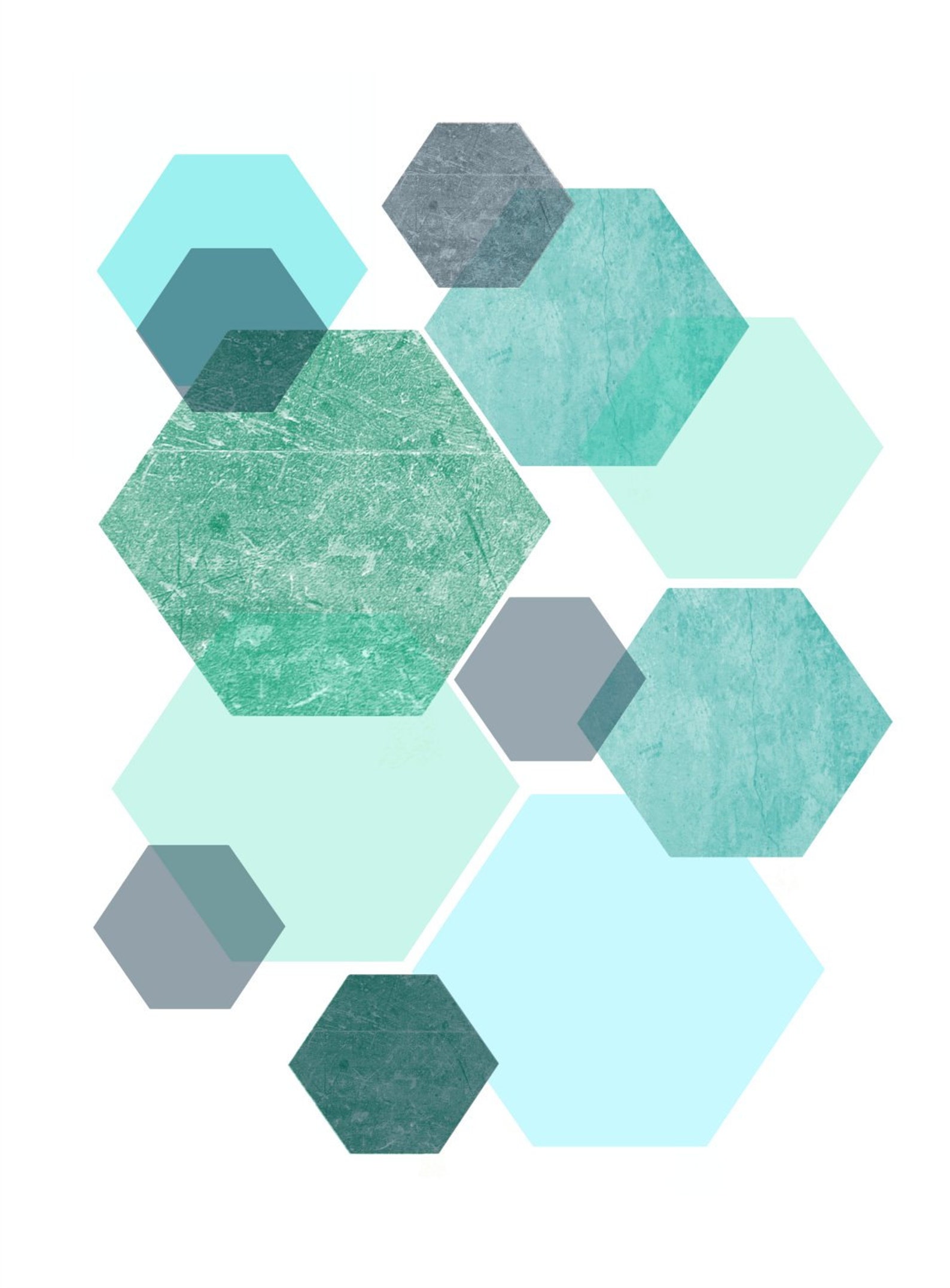 Blue Geometric Print Set of 3 Prints Geometric Wall Art Etsy