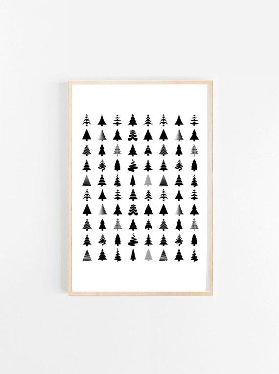 Scandinavian Art Printable Art Scandinavian Trees Modern | Etsy