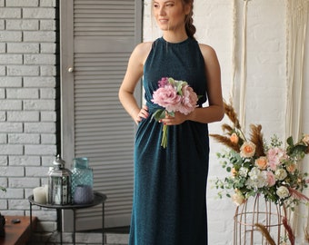 Turquoise Bridesmaid dress Turquoise Prom dress, Long evening dress, matching bridesmaid dress, Long formal dress / Amber