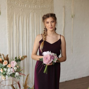 Marsala Bridesmaid Dress straps Evening gown, Long Wine Bridesmaid dress with straps Burgundy evening dress / Brittany