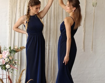Koningsblauwe glitter maxi-jurk: avondjurk lurexjersey