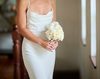 Silk Cowl Neck Wedding Dress: Backless Beach Bridal Gown