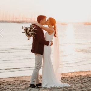 Open Back Mermaid Wedding Dress: Fitted Crepe Gown, Beach Wedding