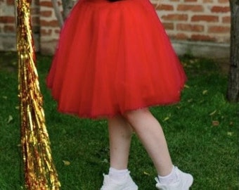 Red Tulle Midi Skirt: Bridesmaid, Party, or Casual