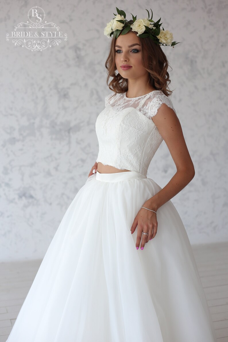 bridal crop top lace