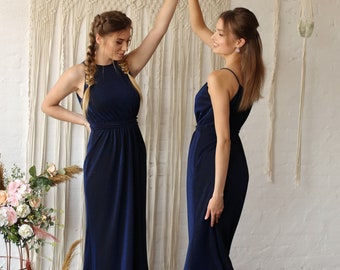 Formele jurk met blauwe glitter lurex: koninklijke avondjurk