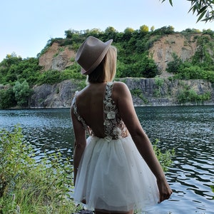 Babydoll wedding dress with open back, Backless short bridal dress Short wedding dress